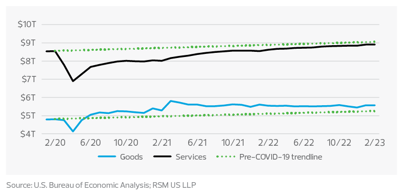 Goods vs. services consumption